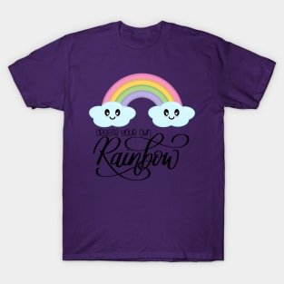 Create Your Own Rainbow with Kawaii Cute Clouds in Purple T-Shirt